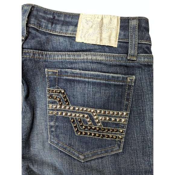 Vigoss Collection The Miami Bootcut Womens Jeans Light Distress 3/4 Rivet pocket - Picture 1 of 12